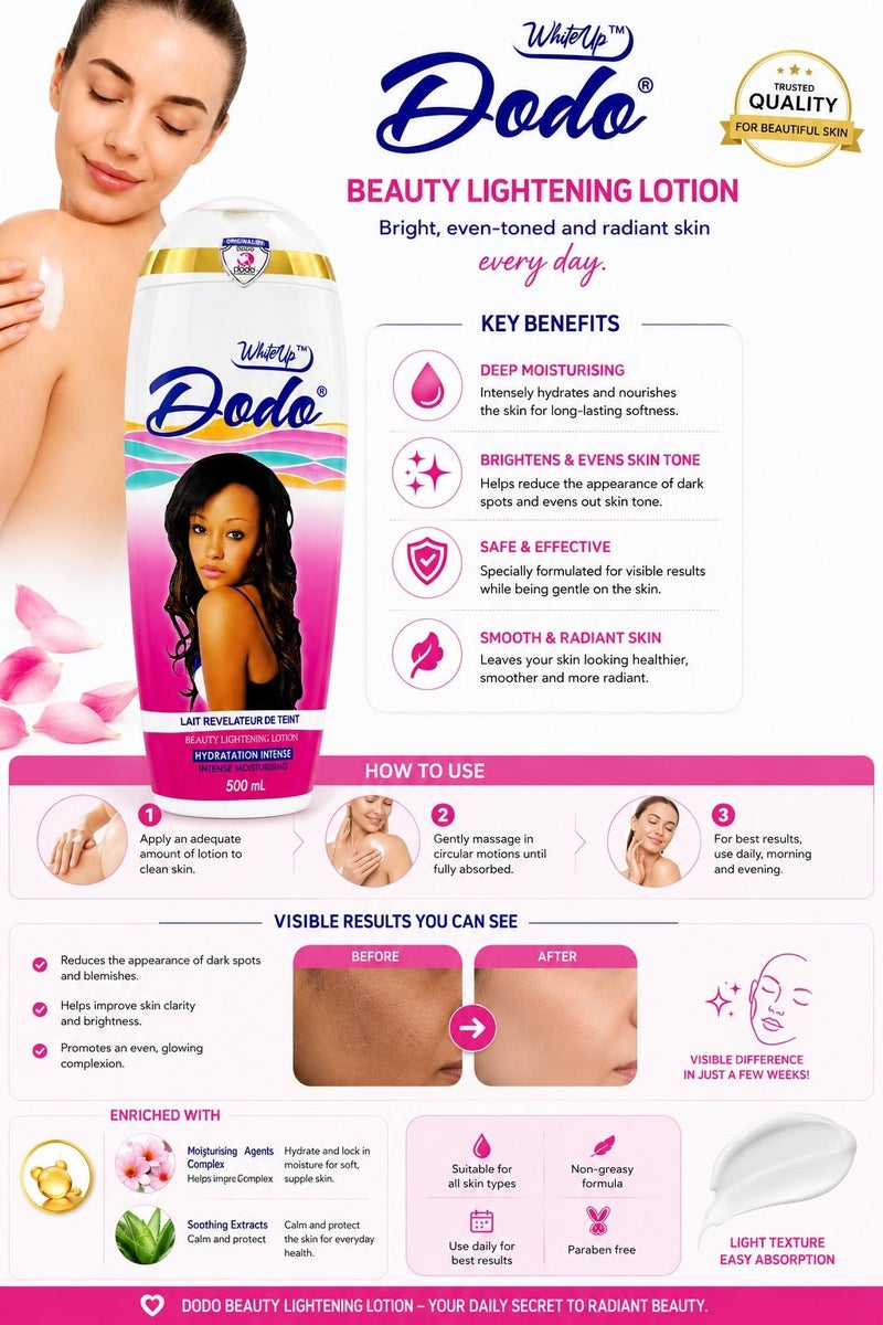 DODO Intense Moisturization Beauty Lightening Lotion 500ml - Image 2