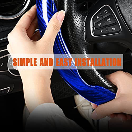 LoyaForba Steering Wheel Cover, 2PCS Segmented Steering Wheel Protector, Carbon Fiber Anti-Slip and Durable Car Accessory, Universal Fit for Most Cars，SUVs (Carbon Fiber Blue) - Image 4