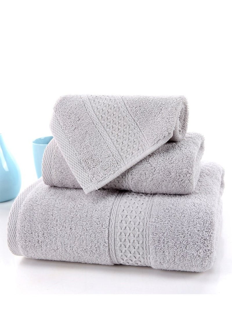 MileMelo - 3 Piece Premium Cotton Towel Set 1 Face Washcloth, 1 Hand Towel, 1 Bath Towel, Quick Dry, Breathable & Highly Absorbent Towels, Ultra Soft Towels Ideal for Daily Use Grey - Image 1