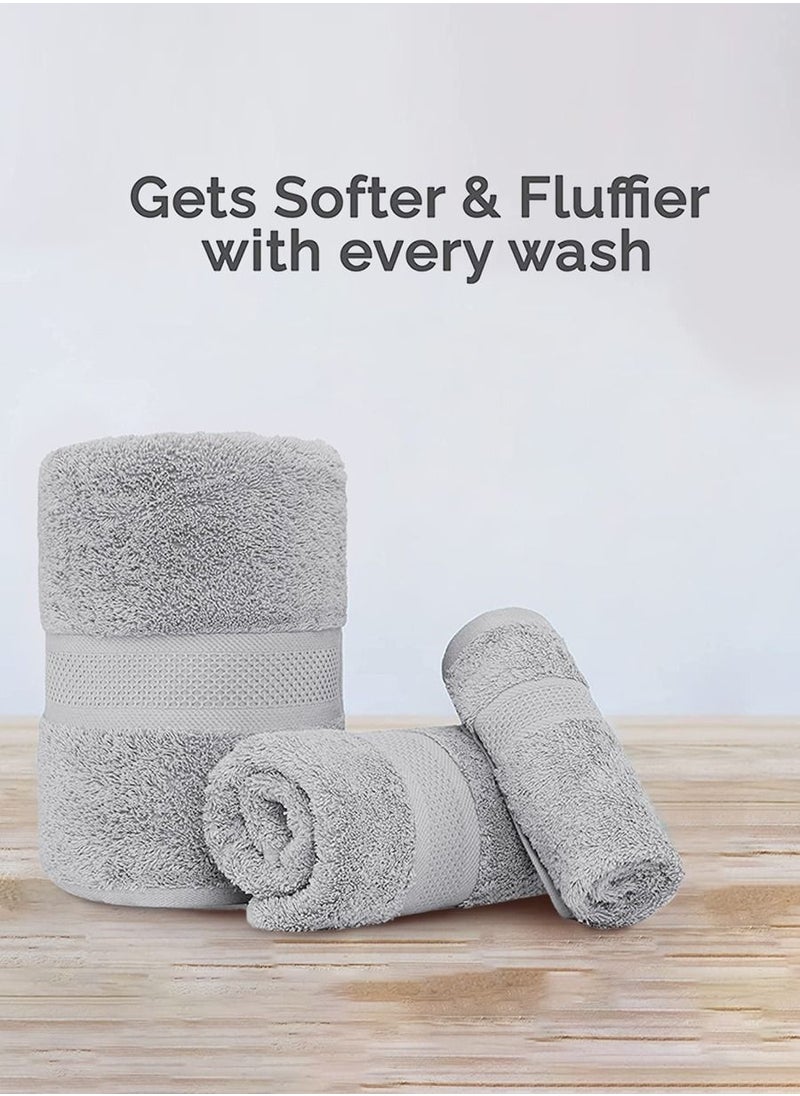 MileMelo - 3 Piece Premium Cotton Towel Set 1 Face Washcloth, 1 Hand Towel, 1 Bath Towel, Quick Dry, Breathable & Highly Absorbent Towels, Ultra Soft Towels Ideal for Daily Use Grey - Image 1