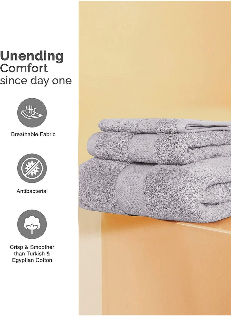 MileMelo - 3 Piece Premium Cotton Towel Set 1 Face Washcloth, 1 Hand Towel, 1 Bath Towel, Quick Dry, Breathable & Highly Absorbent Towels, Ultra Soft Towels Ideal for Daily Use Grey - Image 1