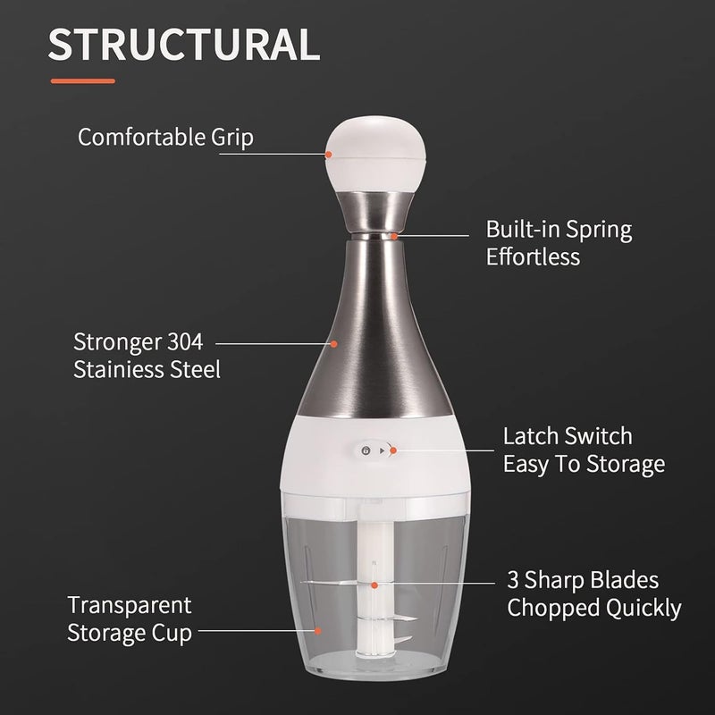 Suicune Hand Food Chopper Manual Food Processor Vegetable Quick Chopper Stainless Steel Onion Chopper for Garlic Salad Nuts Herbs - Image 2