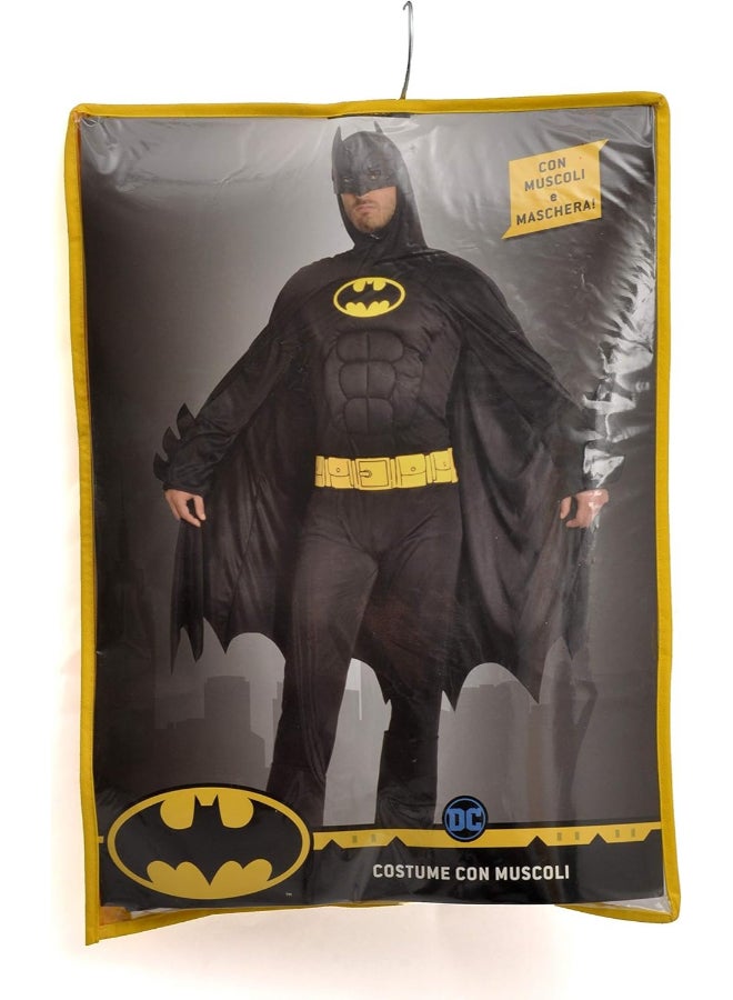 Ciao Batman Adult Muscle Costume Black Size XL | Official DC Comics Superhero Outfit with Muscle Jumpsuit, Cape, Mask, Belt & Overboots - Image 5