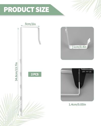 OXDFK 2 PCS Over The Door Mirror Hanger Adjustable Door Mirror Hanger FiveHole Over The DoorsMirrors Hook Mirrors Doors Hangers with 2 Iron Filings and Screws White - Image 3