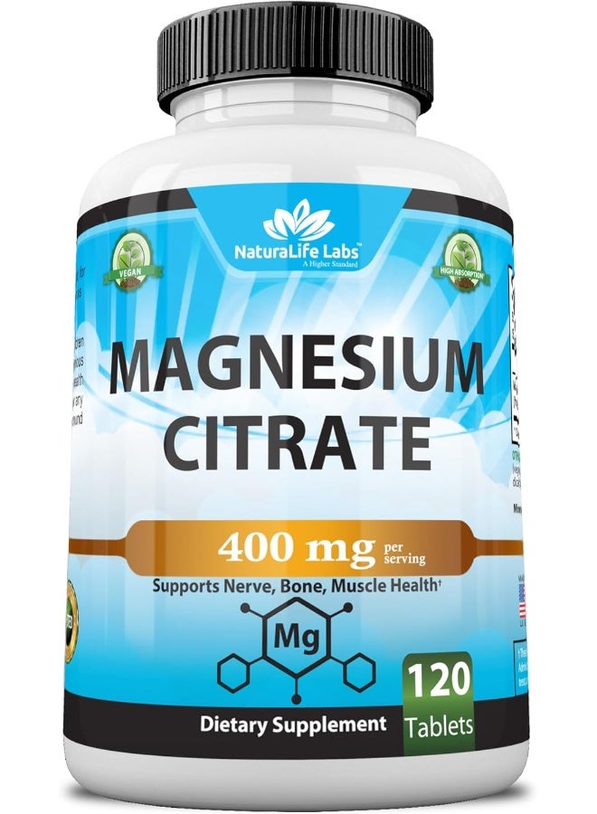 NaturaLife Labs Magnesium Citrate 400mg - 120 Tablets - Image 1
