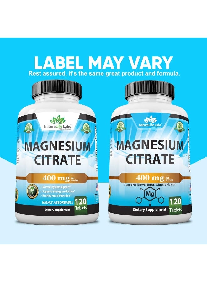 NaturaLife Labs Magnesium Citrate 400mg - 120 Tablets - Image 3