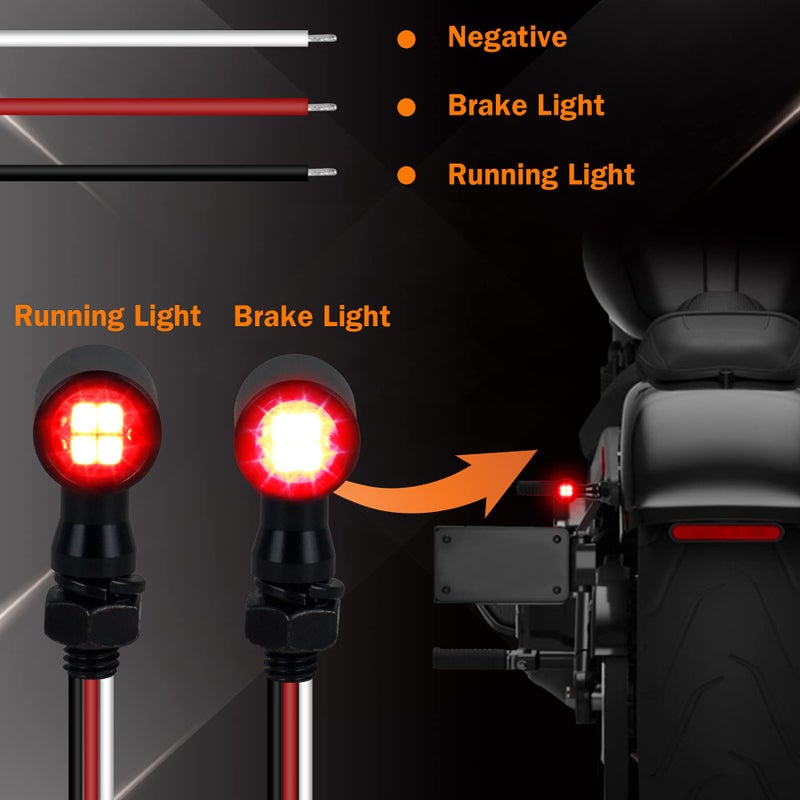 QUASCO LED Tun Signals Universal Mini Motorcycle Blinkers Brake Tail Lights Compatible with Harley Honda Kawasaki Suzuki Triumph Yamaha - Image 4