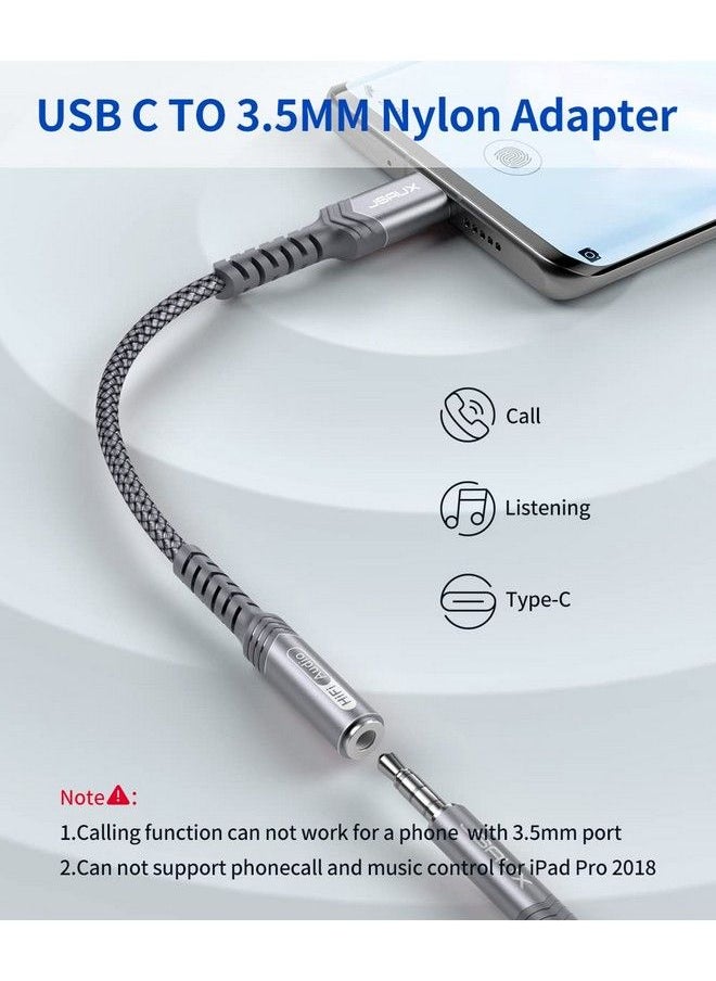 JSAUX Usb Type C To 3.5Mm Female Headphone Jack Adapter（2 Pack） Usb C To Aux Audio Dongle Cable Cord Compatible With Samsung Galaxy S22 S21 S20 Ultra S20+ Note 10 Ipad Pro Pixel Grey  - Image 5