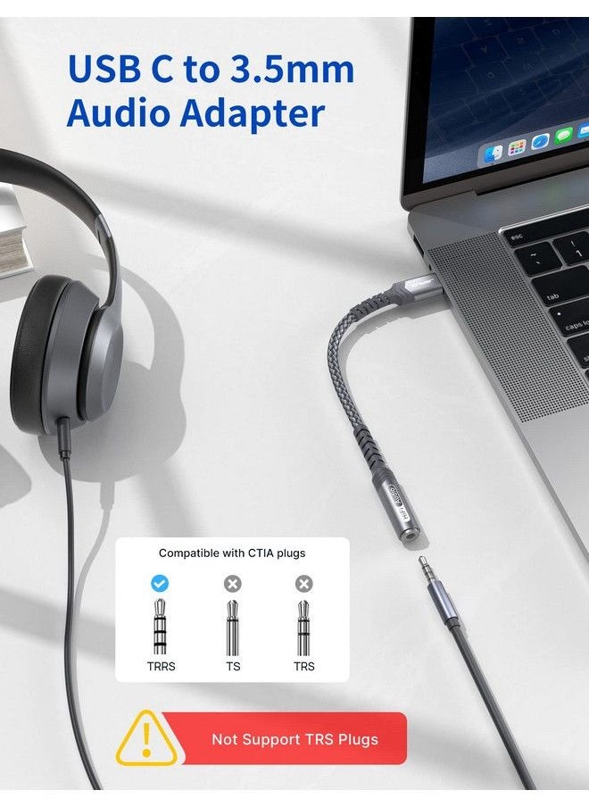 JSAUX Usb Type C To 3.5Mm Female Headphone Jack Adapter（2 Pack） Usb C To Aux Audio Dongle Cable Cord Compatible With Samsung Galaxy S22 S21 S20 Ultra S20+ Note 10 Ipad Pro Pixel Grey  - Image 3