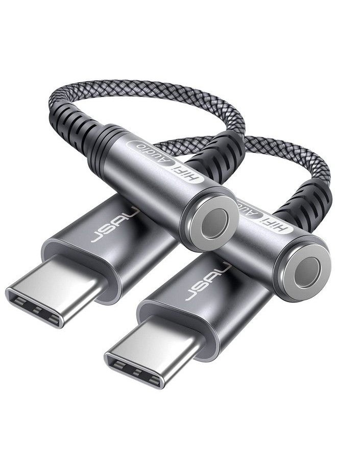 JSAUX Usb Type C To 3.5Mm Female Headphone Jack Adapter（2 Pack） Usb C To Aux Audio Dongle Cable Cord Compatible With Samsung Galaxy S22 S21 S20 Ultra S20+ Note 10 Ipad Pro Pixel Grey  - Image 1