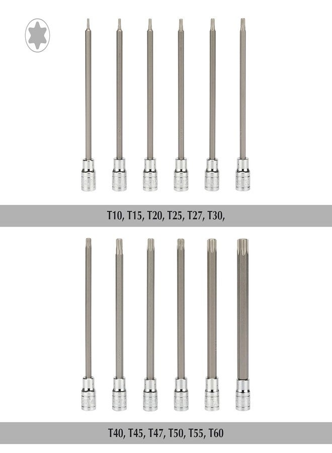 EMENTOL 12PCS 3/8" Drive Extra Long Torx Bit Socket Set, CR-V, S2 Steel, 5.9" Length Star Bit Socket Set, T10 - T60 - Image 2