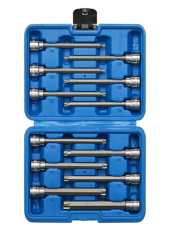 EMENTOL 12PCS 3/8" Drive Extra Long Torx Bit Socket Set, CR-V, S2 Steel, 5.9" Length Star Bit Socket Set, T10 - T60 - Image 1