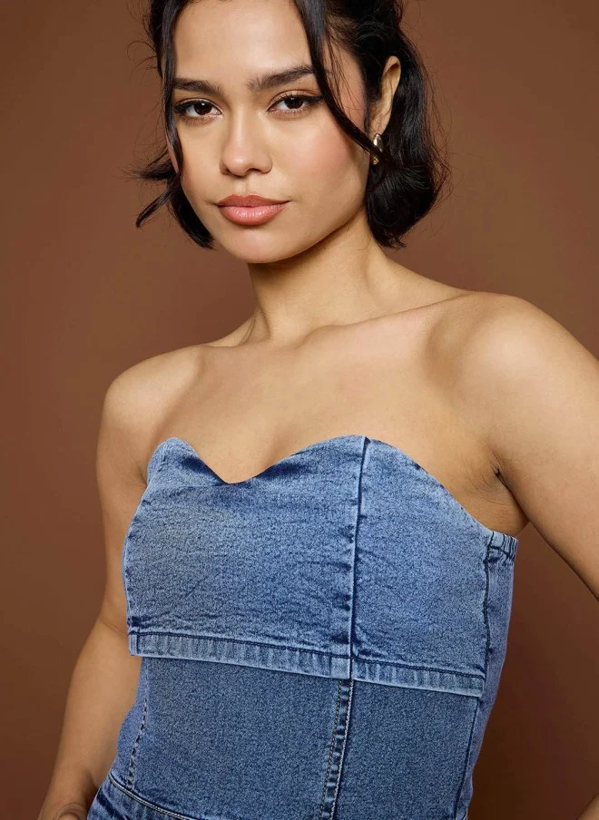 ساسافراس جمبسوت دنيم بدون حمالات للنساء