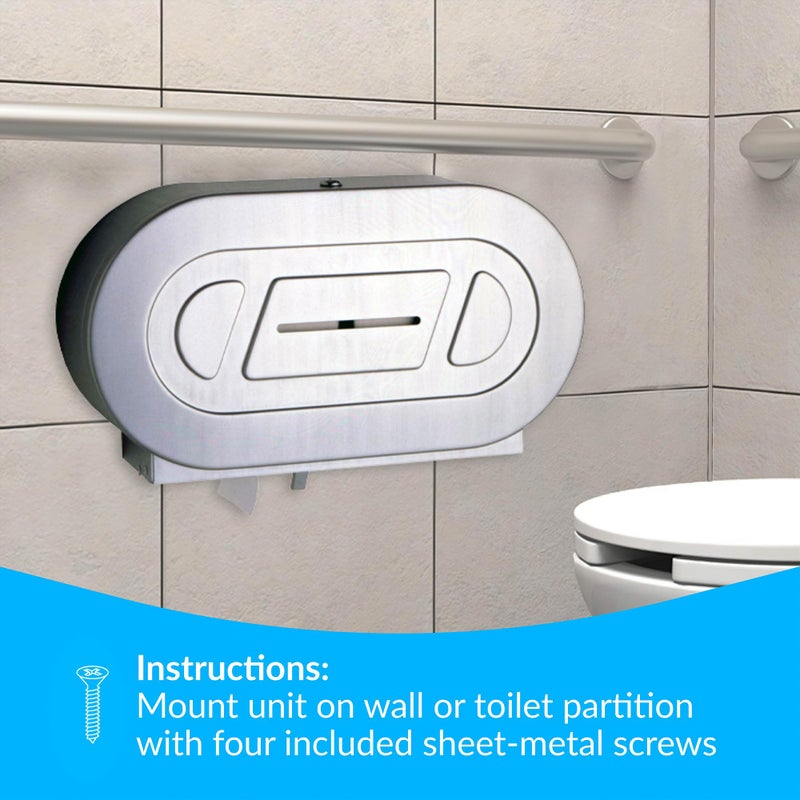 Bobrick B-2892 Surface-Mounted Twin Jumbo-Roll Toilet Paper Dispenser, Double Roll Toilet Paper Holder - Image 4