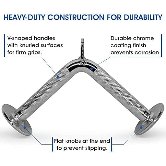 rayihni V Shaped Bar Cable Attachment, Cable Machine Attachment Double For Gym 360° Steel Swivel Non Slip And Durable Handle- Chrome - Image 3