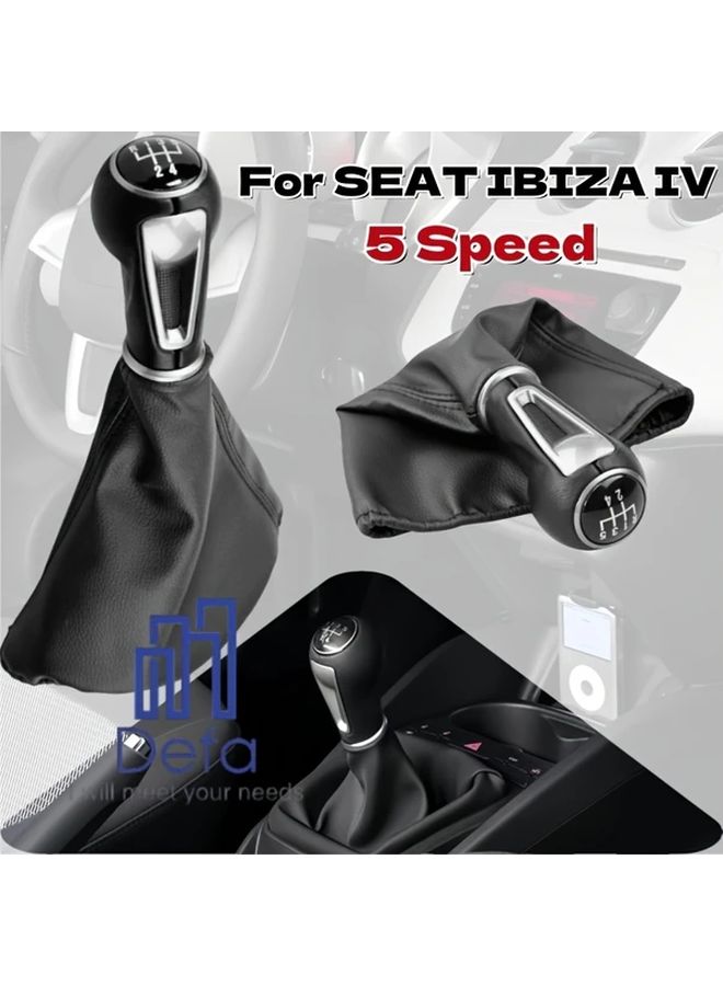 5 Speed MT Car Gear Shift Shifter Knob Lever With Dust Proof Cover For Seat Ibiza IV - Image 1