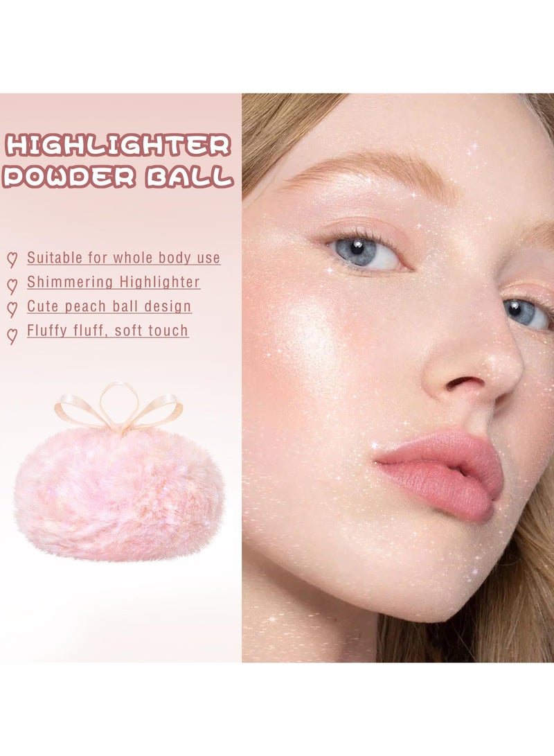 SYOSI Peach Ball Puff, Highlighter Makeup Powder, Puff Glitter Shimmer, Sparkle Loose Patting Powder for Body Face Hair Multi-Use, Gloss Shine Bright, Makeup Glossy Diamond Glow, Oil Control loose - Image 2
