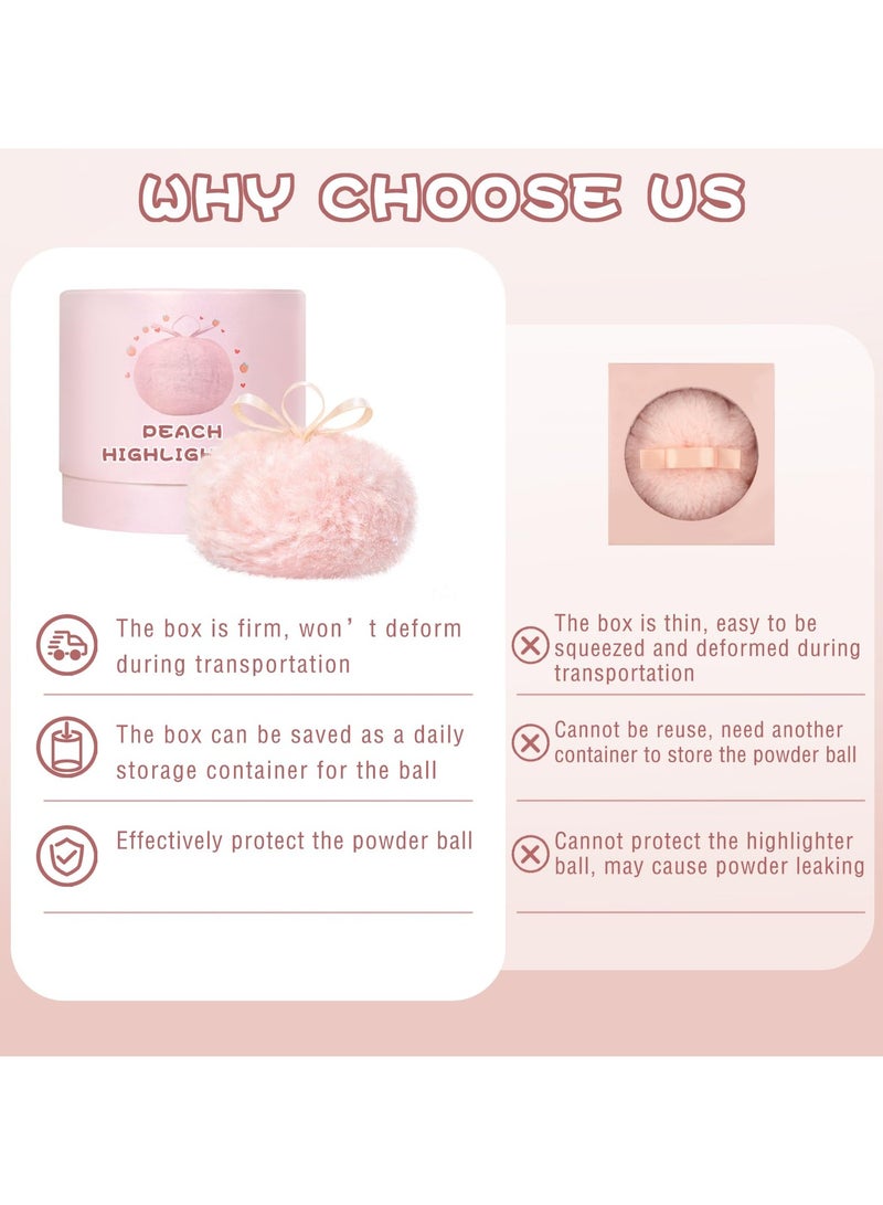 SYOSI Peach Ball Puff, Highlighter Makeup Powder, Puff Glitter Shimmer, Sparkle Loose Patting Powder for Body Face Hair Multi-Use, Gloss Shine Bright, Makeup Glossy Diamond Glow, Oil Control loose - Image 4