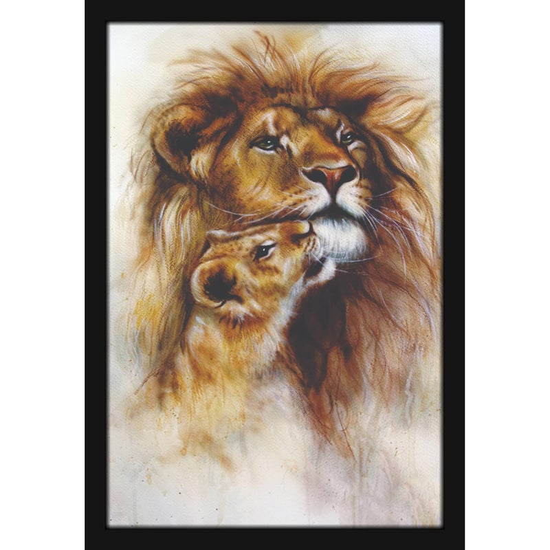 Mad Masters Mad Masters Lion Wild Animal Painting Aesthetic Hanging Photo Frame Decorative Item Home Decoration and Wall Decor for Living Room and Bedroom MM 1104 8x12 Inch Paper With Plexi Glass 