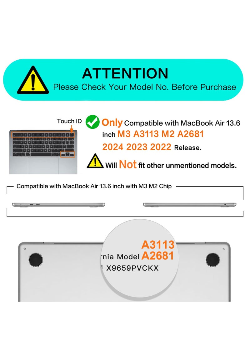 Compatible with MacBook Air 13.6 Inch Case 2024 2023 2022 Release M3 A3113 M2 A2681 with Liquid Retina Display & Touch ID Protective Plastic Hard Shell Case Cover Crystal Clear  - Image 2