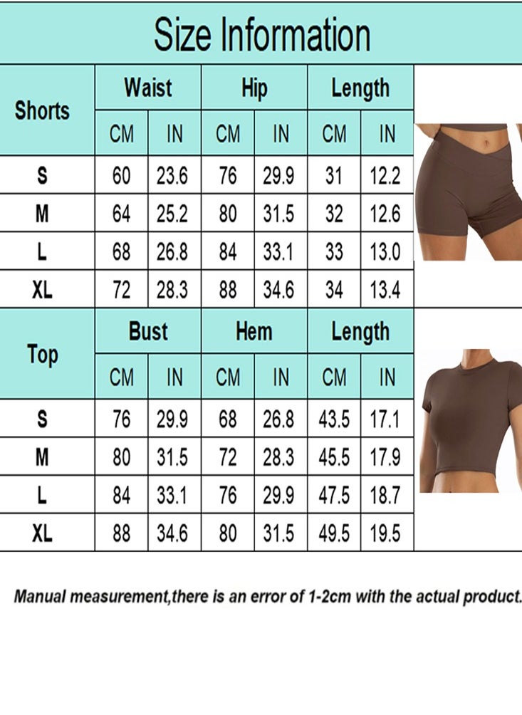 General Yoga Outfits for Women 2 Piece Set Tracksuit Short Sleeve Crop Top Push Up Shorts Sportswear  - Image 5