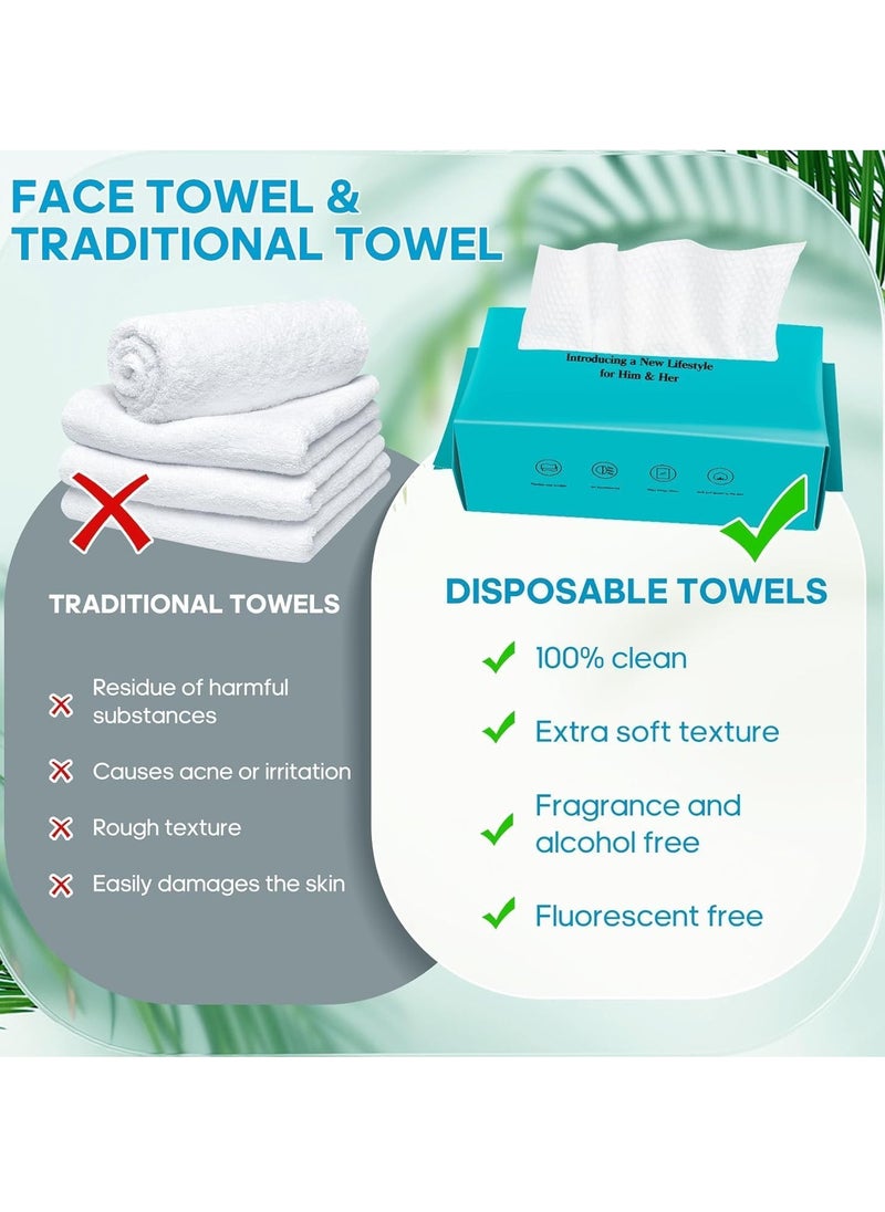 Generic - Face Towels, Disposable Face Cleaning Towel for Sensitive Skin Lint-Free Daily Clean Towels for Face, Biodegradable Face Towels for Skin Care, Make-up Wipes and Facial Cleansing 4 Packs - Image 1