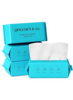 Face Towels, Disposable Face Cleaning Towel for Sensitive Skin Lint-Free Daily Clean Towels for Face, Biodegradable Face Towels for Skin Care, Make-up Wipes and Facial Cleansing 4 Packs