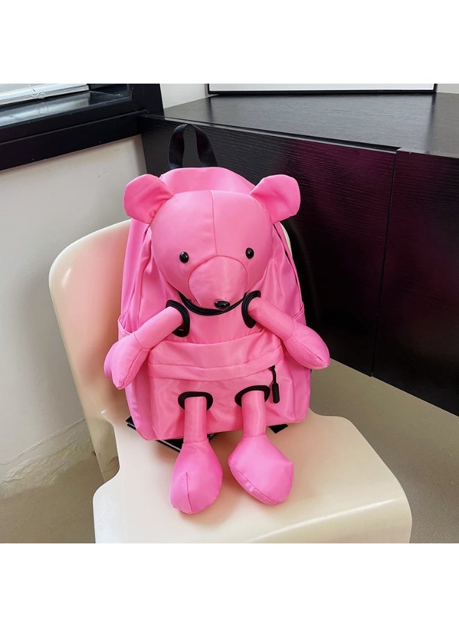 School Backpack for Kids Teens, Pink Plush Doll Rucksack, Cute 3D Animal Shaped Casual Backpack with Spacious Compartment, Lightweight Soft Toddler Backpack for School Travel Daily Use (Pink) - Image 1