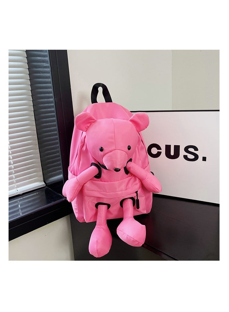 School Backpack for Kids Teens, Pink Plush Doll Rucksack, Cute 3D Animal Shaped Casual Backpack with Spacious Compartment, Lightweight Soft Toddler Backpack for School Travel Daily Use (Pink) - Image 2