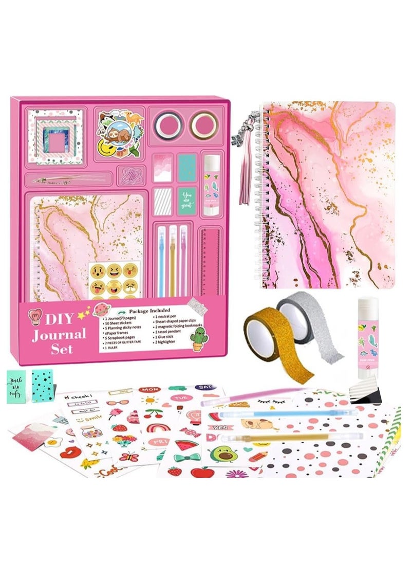 DIY Journal Kit for Girls - Journaling Toys Set for Teen Kids, Art Crafts Scrapbook Diary Supplies Set, Ideal Gifts for 8 9 10 11 12 13 14 Year Old Girls - Image 1