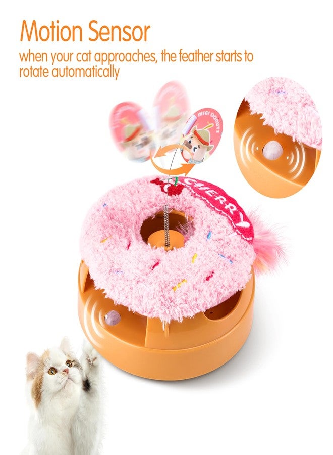 Migipaws Interactive Cat Toys, Automatic Frenzy Donut cat Toy with Moving Feather,Catnip, Squeaking for Indoor Cats Rechargeable - Image 4