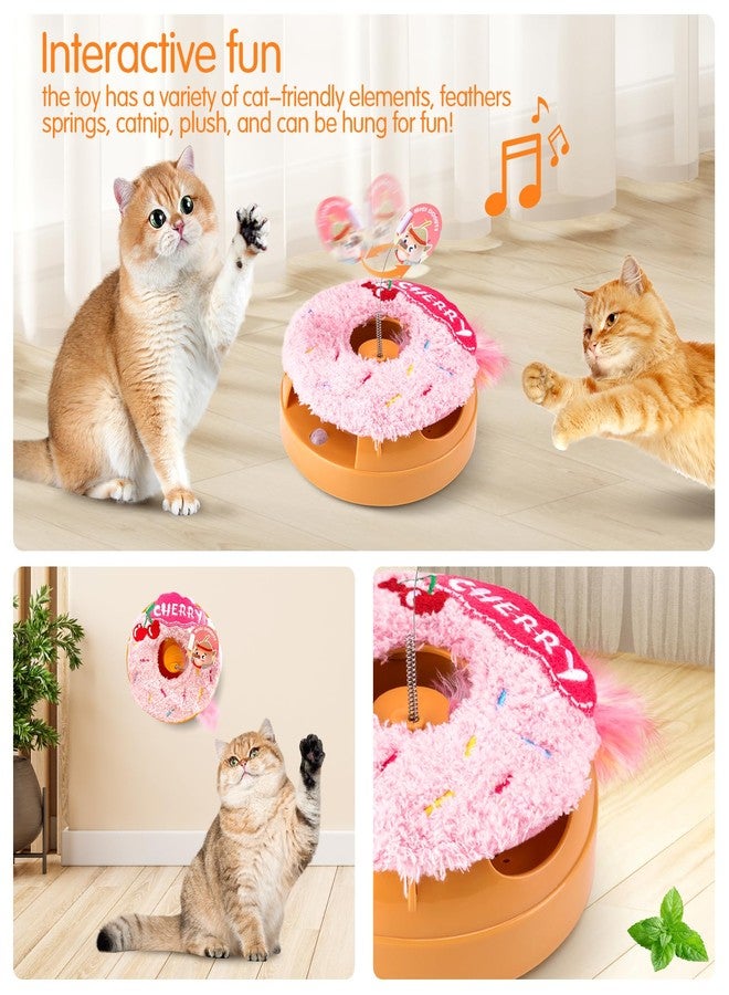 Migipaws Interactive Cat Toys, Automatic Frenzy Donut cat Toy with Moving Feather,Catnip, Squeaking for Indoor Cats Rechargeable - Image 3