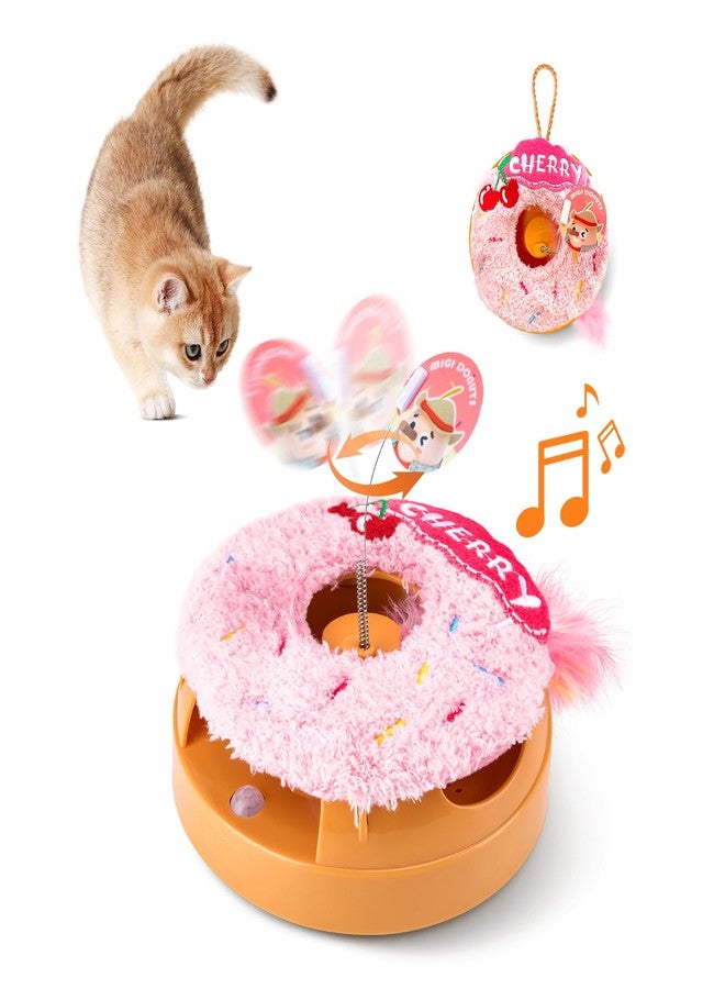 Migipaws Interactive Cat Toys, Automatic Frenzy Donut cat Toy with Moving Feather,Catnip, Squeaking for Indoor Cats Rechargeable - Image 1