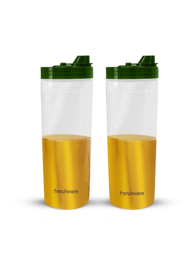 Frenchware Oil Dispenser (Pack of 2, 1 Litre Each) 100% Food-Grade, BPA-Free Plastic, Ideal for Storing & Pouring Liquids, Cooking Oils, Refined Oils, Olive Oil, Vinegar, Soy Sauce (Glossy Green) - Image 1