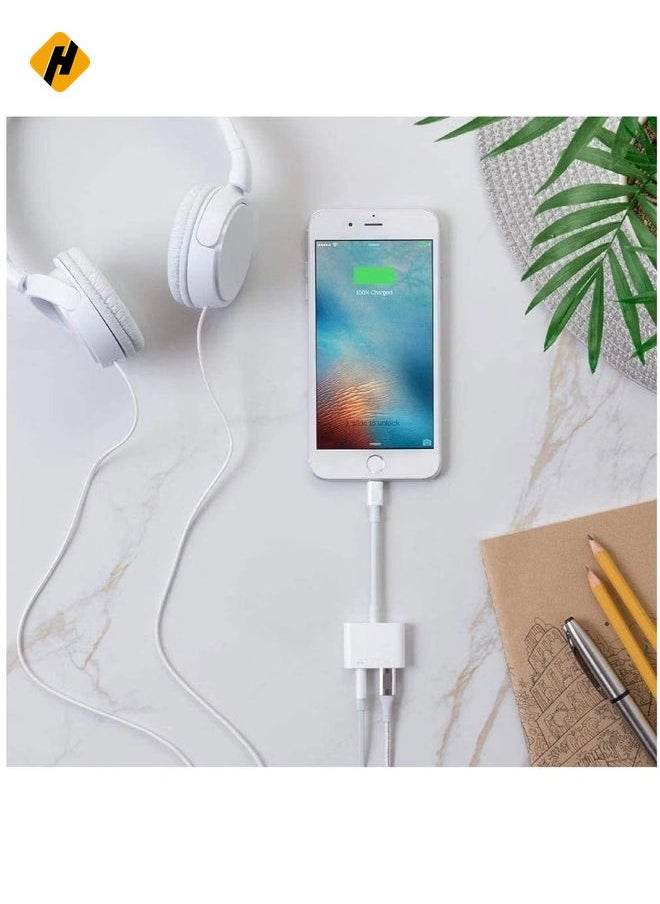 HuHa - [Apple MFi Certified] for iPhone 3.5mm Headphone Adapter & Splitter 2 in 1 Lightning to 3.5mm AUX Audio Headphone Charger for iPhone 11/XS/XR/X/8 7 6/iPad iPod Support Call Sync Music Control - Image 1