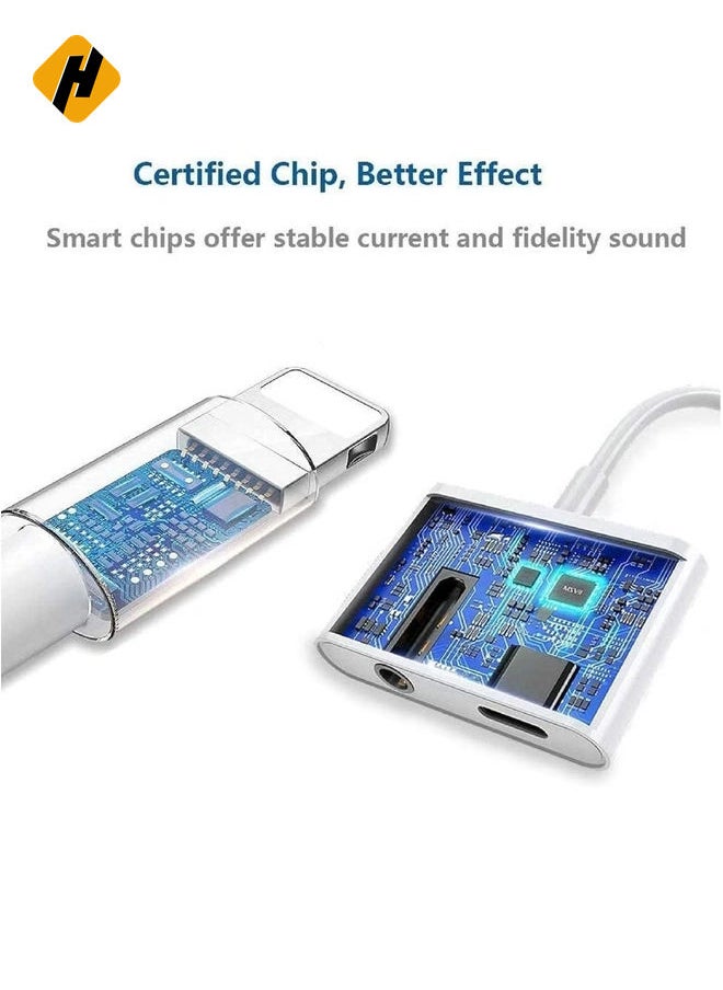 HuHa - [Apple MFi Certified] for iPhone 3.5mm Headphone Adapter & Splitter 2 in 1 Lightning to 3.5mm AUX Audio Headphone Charger for iPhone 11/XS/XR/X/8 7 6/iPad iPod Support Call Sync Music Control - Image 1