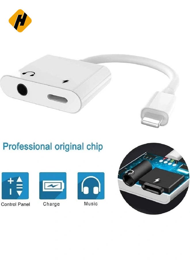 HuHa - [Apple MFi Certified] for iPhone 3.5mm Headphone Adapter & Splitter 2 in 1 Lightning to 3.5mm AUX Audio Headphone Charger for iPhone 11/XS/XR/X/8 7 6/iPad iPod Support Call Sync Music Control - Image 1
