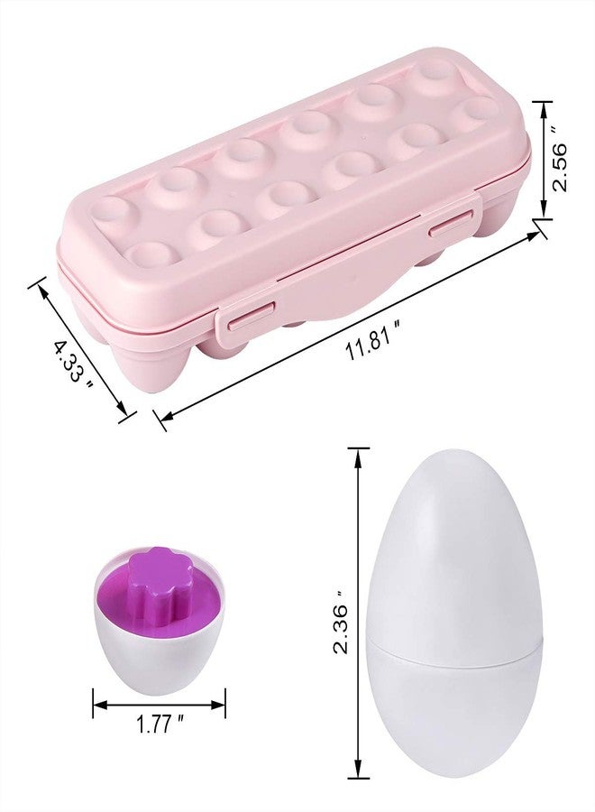 Hhyn Color Shape Matching Eggs for Toddlers, Preschool Learning Educational Sorting Easter Eggs Toys Gift Recognition Skills for Kids Boys Girls with Pink Eggs Holder, 12 Eggs - Image 4