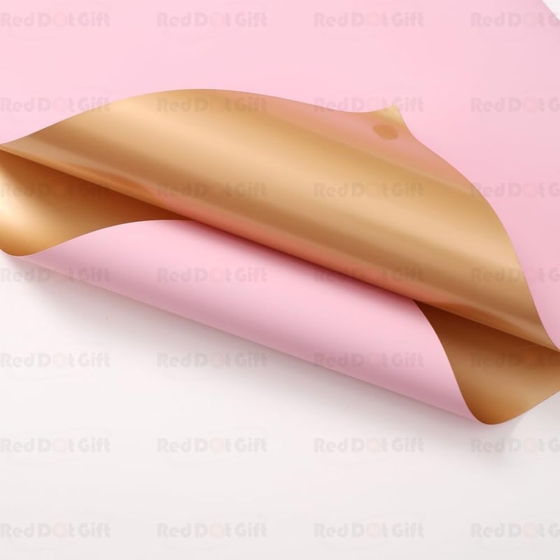 Red Dot Gift REDDOTGIFT Pack of 20 Sheets Gift Wrapping Paper 57x57cm, Double Face Flower Wrap Paper Waterproof Floral Bouquet Packing Paper DIY Craft Gift Packing (G-09# LT PINK + GOLD) - Image 5