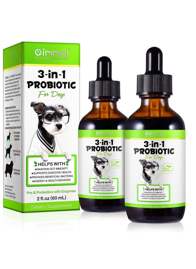 Alivo Probiotic for Dogs, 2 Pack Natural 3 in 1 Dog Probiotic Drops Helps to Diarrhea & Upset Stomach Relief, Supports Healthy Digestive System, Allergies, Digestive Enzyme for Dog, Bacon Flavor - 60ml x 2  - Image 1