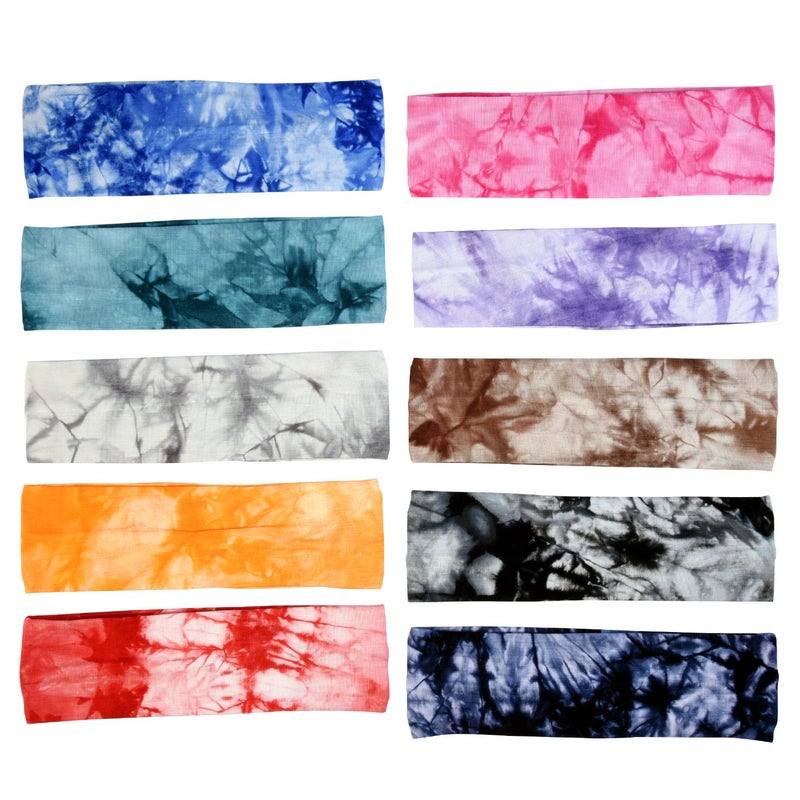 eBoot أربطة رأس ملونة بتقنية التاي داي، أربطة رأس مرنة، رباط شعر يوغا للنساء والفتيات والمراهقات، ألوان متنوعة، 10 قطع (ألوان كلاسيكية) - Image 3