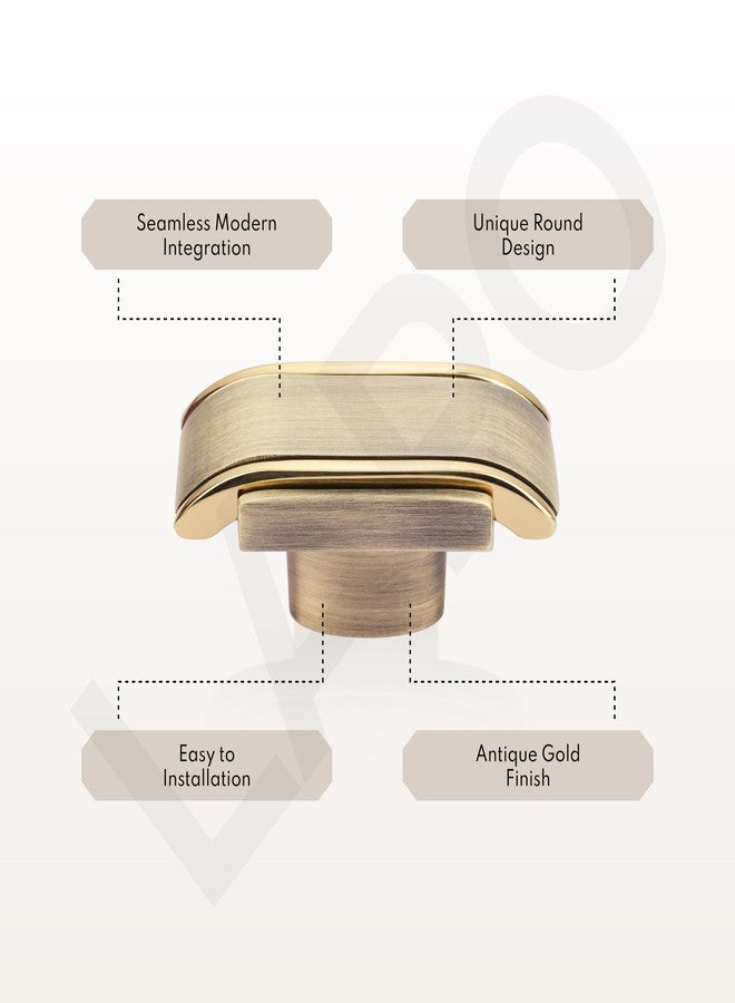 LAPO Compact Cabinet Knobs for Drawers & Cupboards, Sturdy Pull-Push Design for Kitchen and Living Room Furniture, Easy Fitting, 3 Years Warranty (Antique/Gold Finish, Pack of 6) - Image 4