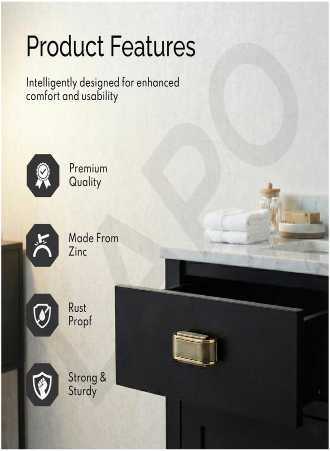 LAPO Compact Cabinet Knobs for Drawers & Cupboards, Sturdy Pull-Push Design for Kitchen and Living Room Furniture, Easy Fitting, 3 Years Warranty (Antique/Gold Finish, Pack of 6) - Image 3