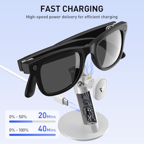 PRISMXR Carina S1 Aluminum Charging Stand, Portable Dock Compatible with Ray-Ban Meta Smart Glasses Accessories, for Wayfarer/Headliner/Skyler (Gen 1&2), Not for Oakley, Display and Blayzer - Image 2