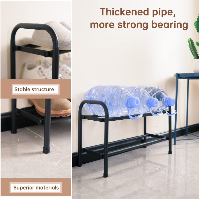 Gonfoam 2-Tier Expandable Shoe Rack,Adjustable Shoe Shelf Storage Organizer Heavy Duty Metal Free Standing Shoe Rack for Entryway Closet Doorway (Black) - Image 5