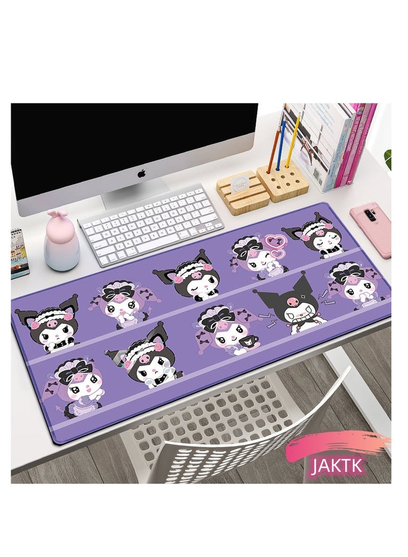 JAKTK Large Gaming Mouse Pad with Stitched Edges, Coulomi Desk Mat, Extra Long XL Mouse Pad with Non-Slip Base, Cool Keyboard Mouse Desk Pad, 31.5 x 11.8 Inch,Purple Coulomi