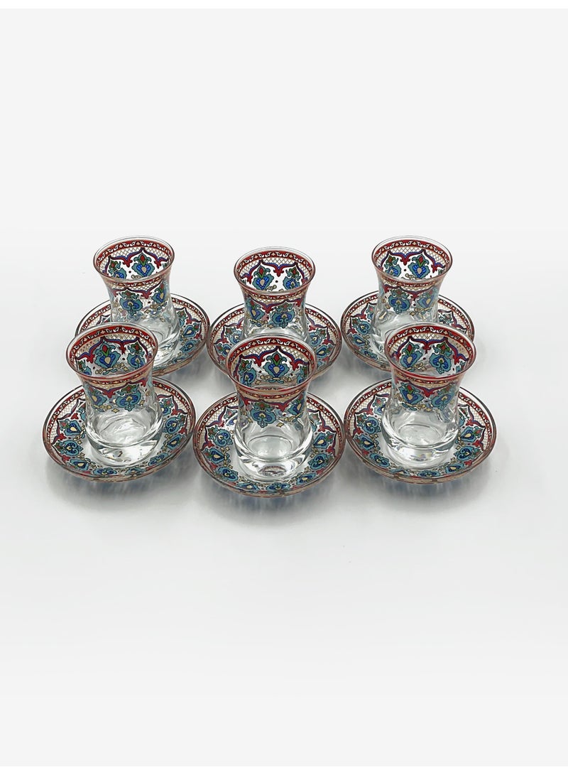 Acar Turkish Tea Glass Set with Traditional Turkish Patterns – 6 Pieces | Made in Turkey - Image 2