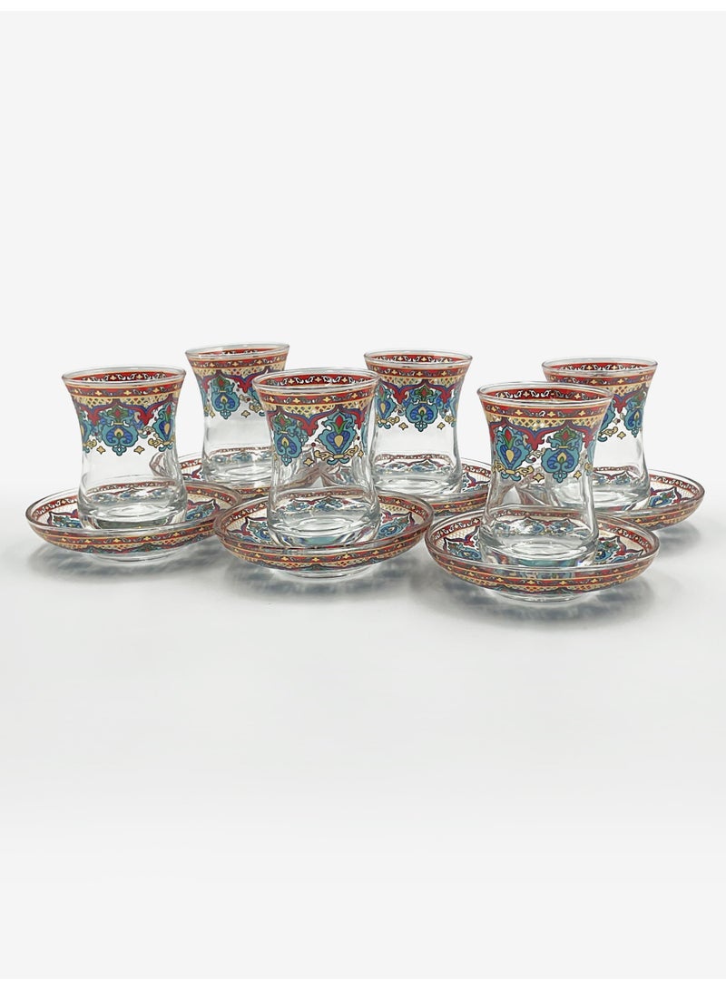 Acar Turkish Tea Glass Set with Traditional Turkish Patterns – 6 Pieces | Made in Turkey - Image 1