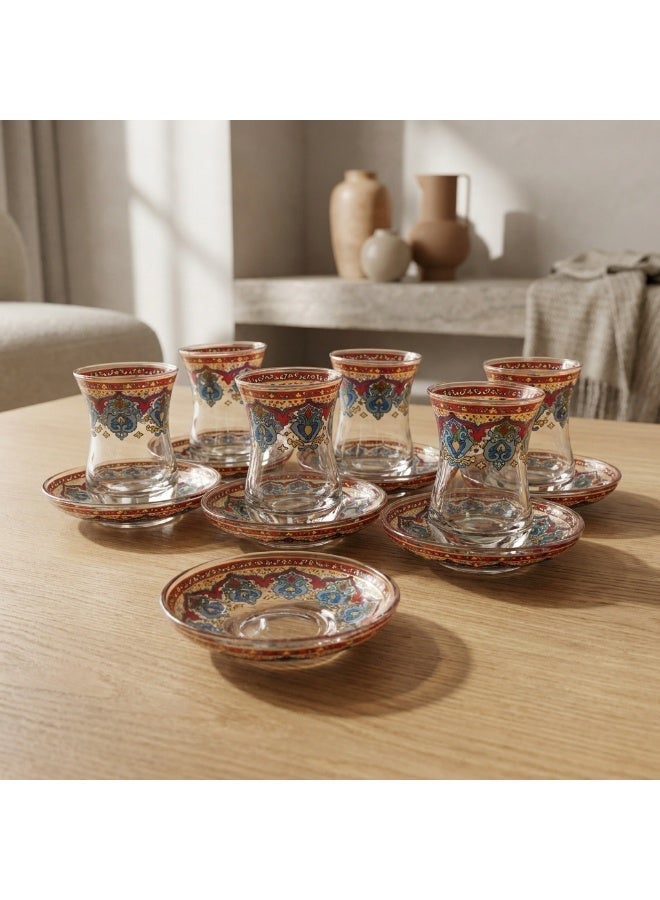 Acar Turkish Tea Glass Set with Traditional Turkish Patterns – 6 Pieces | Made in Turkey - Image 2