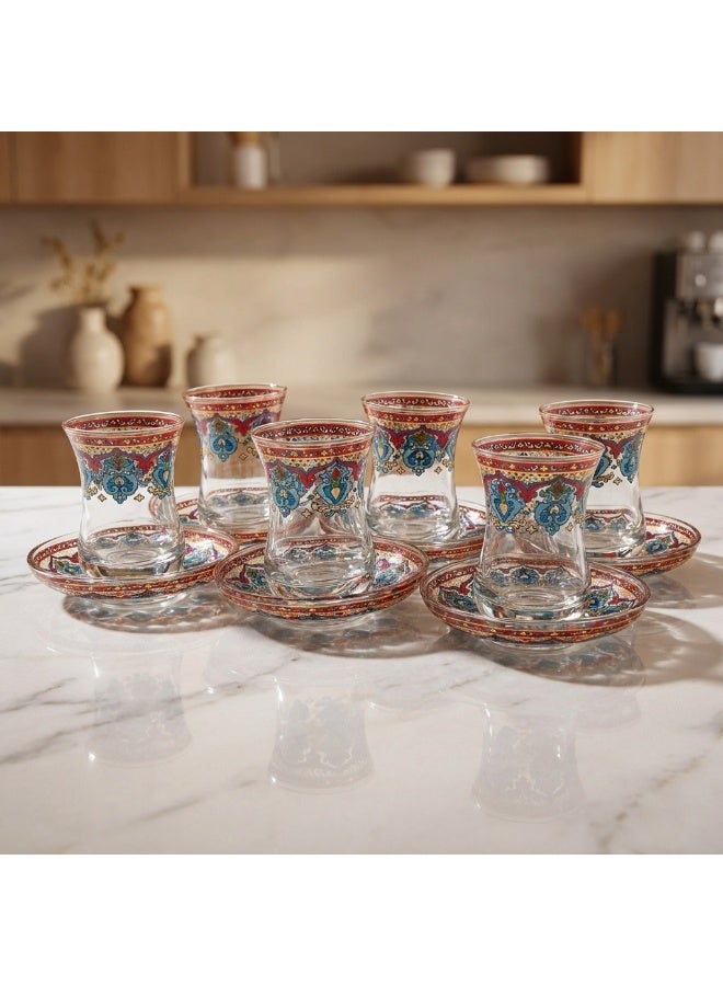 Acar Turkish Tea Glass Set with Traditional Turkish Patterns – 6 Pieces | Made in Turkey - Image 4